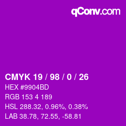 颜色代码: CMYK 19 / 98 / 0 / 26 | qconv.com