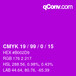 Color code: CMYK 19 / 99 / 0 / 15 | qconv.com