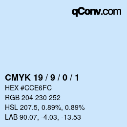 Color code: CMYK 19 / 9 / 0 / 1 | qconv.com