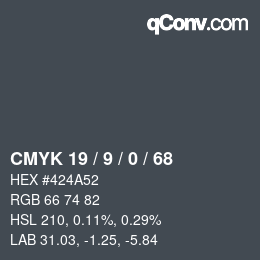 Color code: CMYK 19 / 9 / 0 / 68 | qconv.com