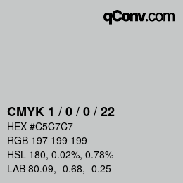 Farbcode: CMYK 1 / 0 / 0 / 22 | qconv.com