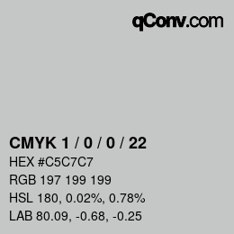 カラーコード: CMYK 1 / 0 / 0 / 22 | qconv.com