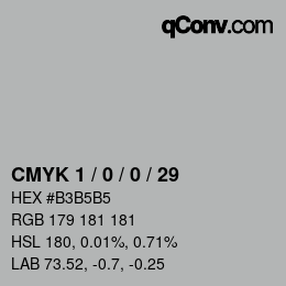 Color code: CMYK 1 / 0 / 0 / 29 | qconv.com