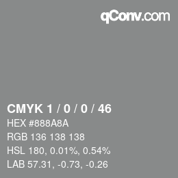 Color code: CMYK 1 / 0 / 0 / 46 | qconv.com