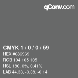 カラーコード: CMYK 1 / 0 / 0 / 59 | qconv.com