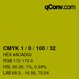 Color code: CMYK 1 / 0 / 100 / 32 | qconv.com