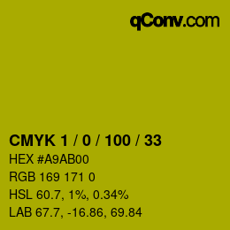 Color code: CMYK 1 / 0 / 100 / 33 | qconv.com