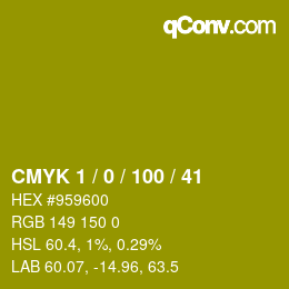 Color code: CMYK 1 / 0 / 100 / 41 | qconv.com