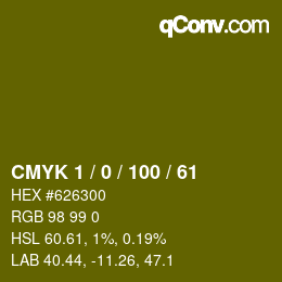Color code: CMYK 1 / 0 / 100 / 61 | qconv.com