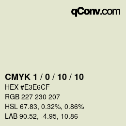 カラーコード: CMYK 1 / 0 / 10 / 10 | qconv.com