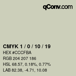 颜色代码: CMYK 1 / 0 / 10 / 19 | qconv.com