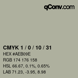 カラーコード: CMYK 1 / 0 / 10 / 31 | qconv.com