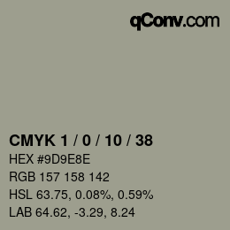 カラーコード: CMYK 1 / 0 / 10 / 38 | qconv.com