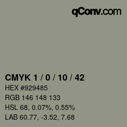 Color code: CMYK 1 / 0 / 10 / 42 | qconv.com