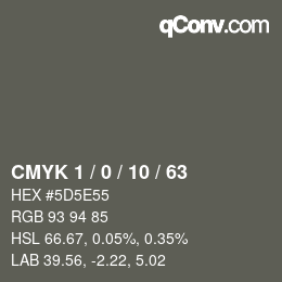 颜色代码: CMYK 1 / 0 / 10 / 63 | qconv.com
