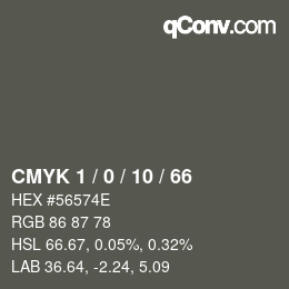 カラーコード: CMYK 1 / 0 / 10 / 66 | qconv.com