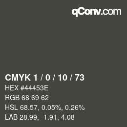 Color code: CMYK 1 / 0 / 10 / 73 | qconv.com