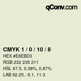 カラーコード: CMYK 1 / 0 / 10 / 8 | qconv.com