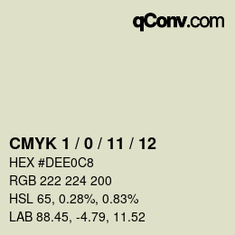 カラーコード: CMYK 1 / 0 / 11 / 12 | qconv.com