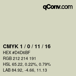 カラーコード: CMYK 1 / 0 / 11 / 16 | qconv.com