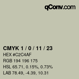 颜色代码: CMYK 1 / 0 / 11 / 23 | qconv.com