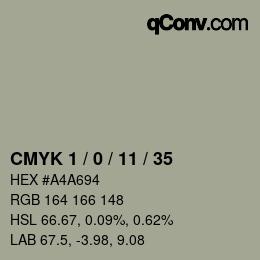 カラーコード: CMYK 1 / 0 / 11 / 35 | qconv.com