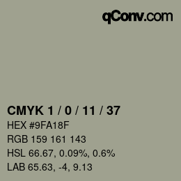 カラーコード: CMYK 1 / 0 / 11 / 37 | qconv.com