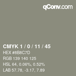 Color code: CMYK 1 / 0 / 11 / 45 | qconv.com