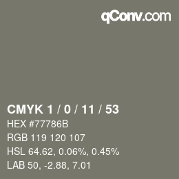 Color code: CMYK 1 / 0 / 11 / 53 | qconv.com