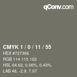 颜色代码: CMYK 1 / 0 / 11 / 55 | qconv.com
