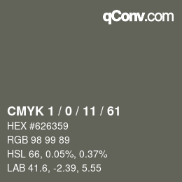 Color code: CMYK 1 / 0 / 11 / 61 | qconv.com