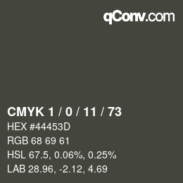 Color code: CMYK 1 / 0 / 11 / 73 | qconv.com