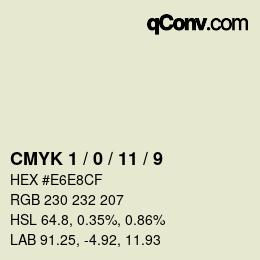 カラーコード: CMYK 1 / 0 / 11 / 9 | qconv.com