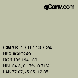 カラーコード: CMYK 1 / 0 / 13 / 24 | qconv.com