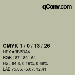 カラーコード: CMYK 1 / 0 / 13 / 26 | qconv.com