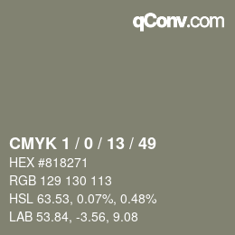 颜色代码: CMYK 1 / 0 / 13 / 49 | qconv.com