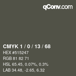 颜色代码: CMYK 1 / 0 / 13 / 68 | qconv.com