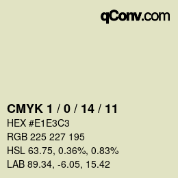 カラーコード: CMYK 1 / 0 / 14 / 11 | qconv.com