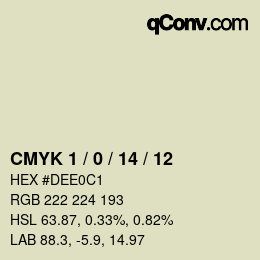 カラーコード: CMYK 1 / 0 / 14 / 12 | qconv.com