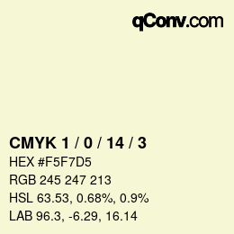 Color code: CMYK 1 / 0 / 14 / 3 | qconv.com