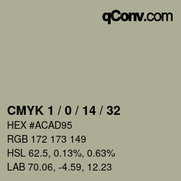 カラーコード: CMYK 1 / 0 / 14 / 32 | qconv.com