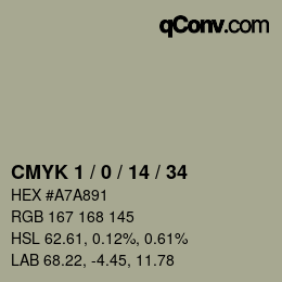 カラーコード: CMYK 1 / 0 / 14 / 34 | qconv.com