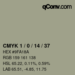 カラーコード: CMYK 1 / 0 / 14 / 37 | qconv.com