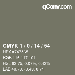 Color code: CMYK 1 / 0 / 14 / 54 | qconv.com