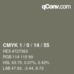 颜色代码: CMYK 1 / 0 / 14 / 55 | qconv.com