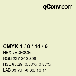颜色代码: CMYK 1 / 0 / 14 / 6 | qconv.com