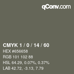 カラーコード: CMYK 1 / 0 / 14 / 60 | qconv.com