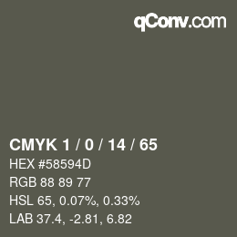 Color code: CMYK 1 / 0 / 14 / 65 | qconv.com