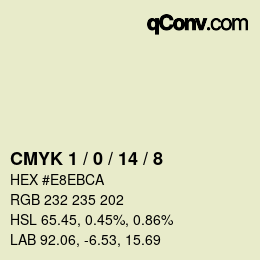 カラーコード: CMYK 1 / 0 / 14 / 8 | qconv.com