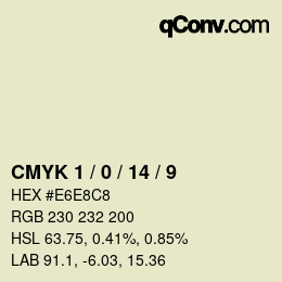 カラーコード: CMYK 1 / 0 / 14 / 9 | qconv.com